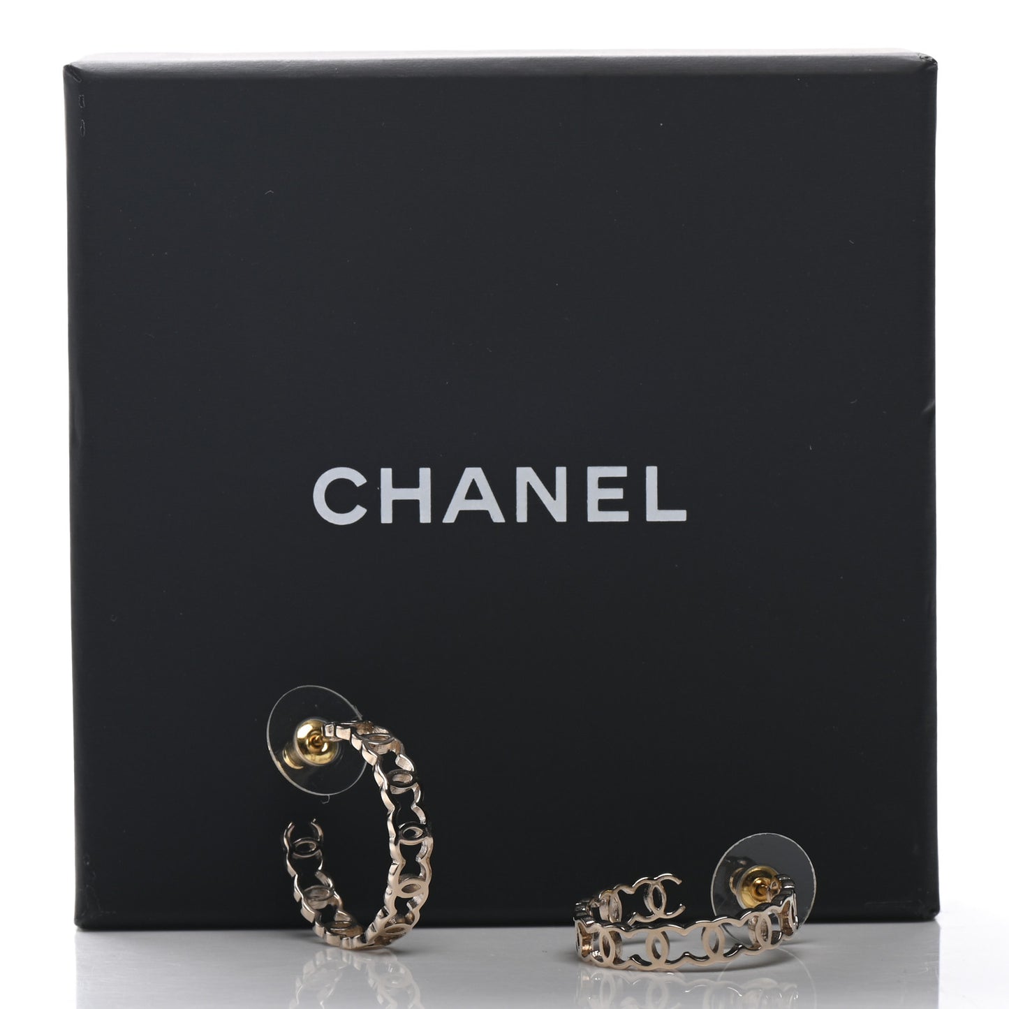 Metal CC Hoop Earrings Gold
