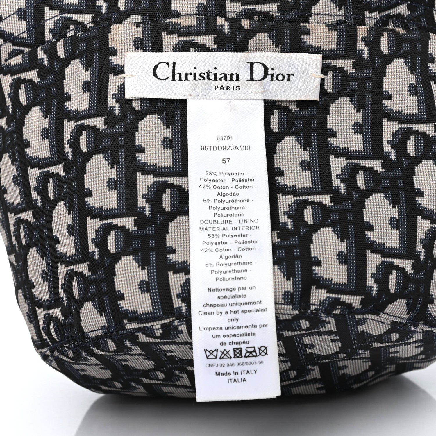 Christian Dior Oblique Reversible Teddy-D Brim Bucket Hat 57 Blue 8 of 9