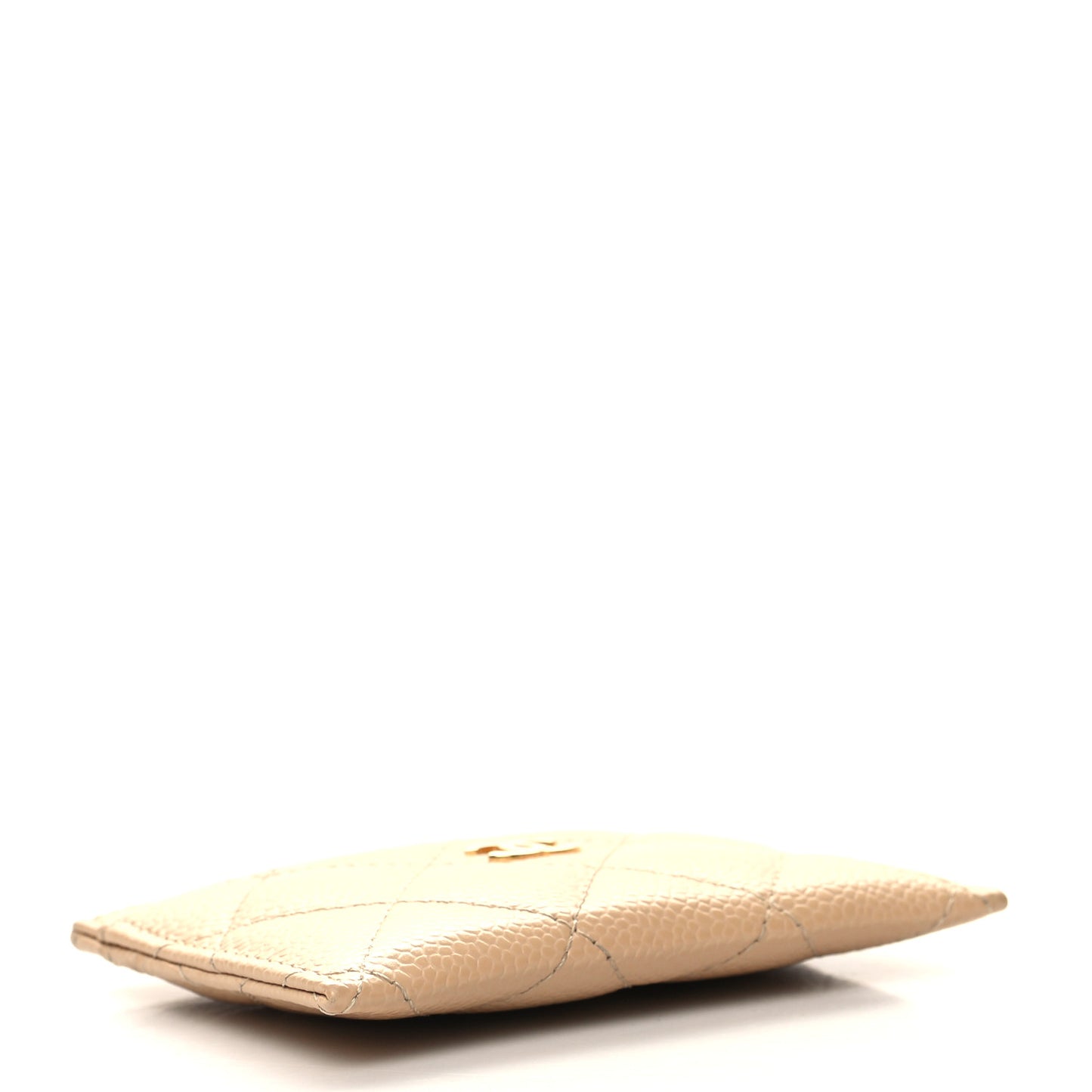 Caviar Quilted Card Holder Light Beige