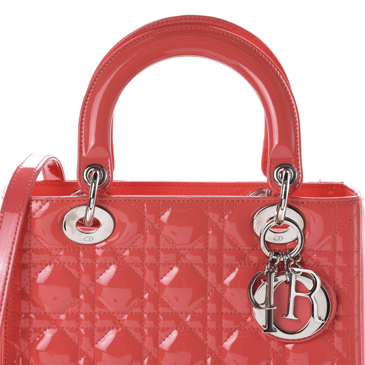 Christian Dior Patent Cannage Medium Lady Dior Coral 12 of 12