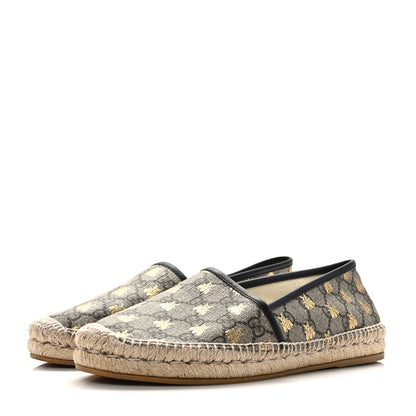 Gucci GG Supreme Monogram Bees Espadrille Flats 40 Beige Ebony Oro Black 3 of 8