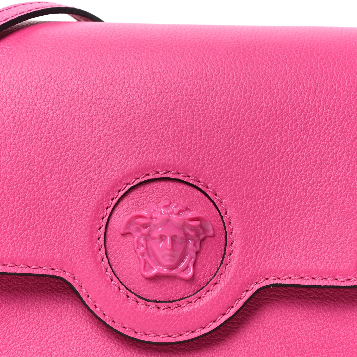 Grained Calfskin La Medusa Shoulder Bag Pink Lilac