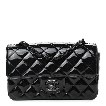 Chanel Patent Calfskin Quilted Mini Rectangular Flap So Black 1 of 8