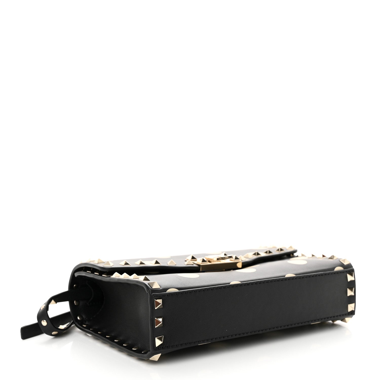 Valentino Garavani Vitello Polka Dot Medium Rockstud Flip Lock Crossbody Bag Black Light Ivory 4 of 10