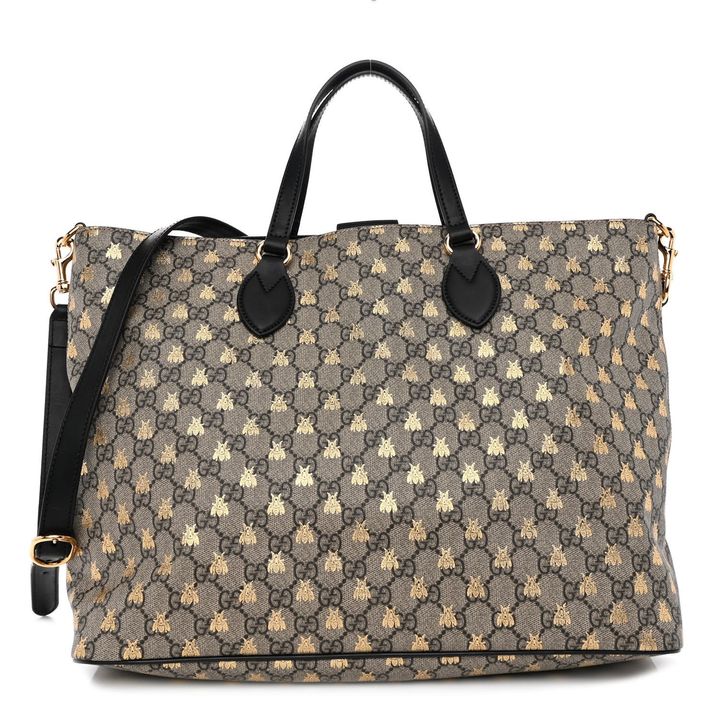 Soft GG Supreme Monogram Bees Medium Crossbody Tote Beige Oro Black