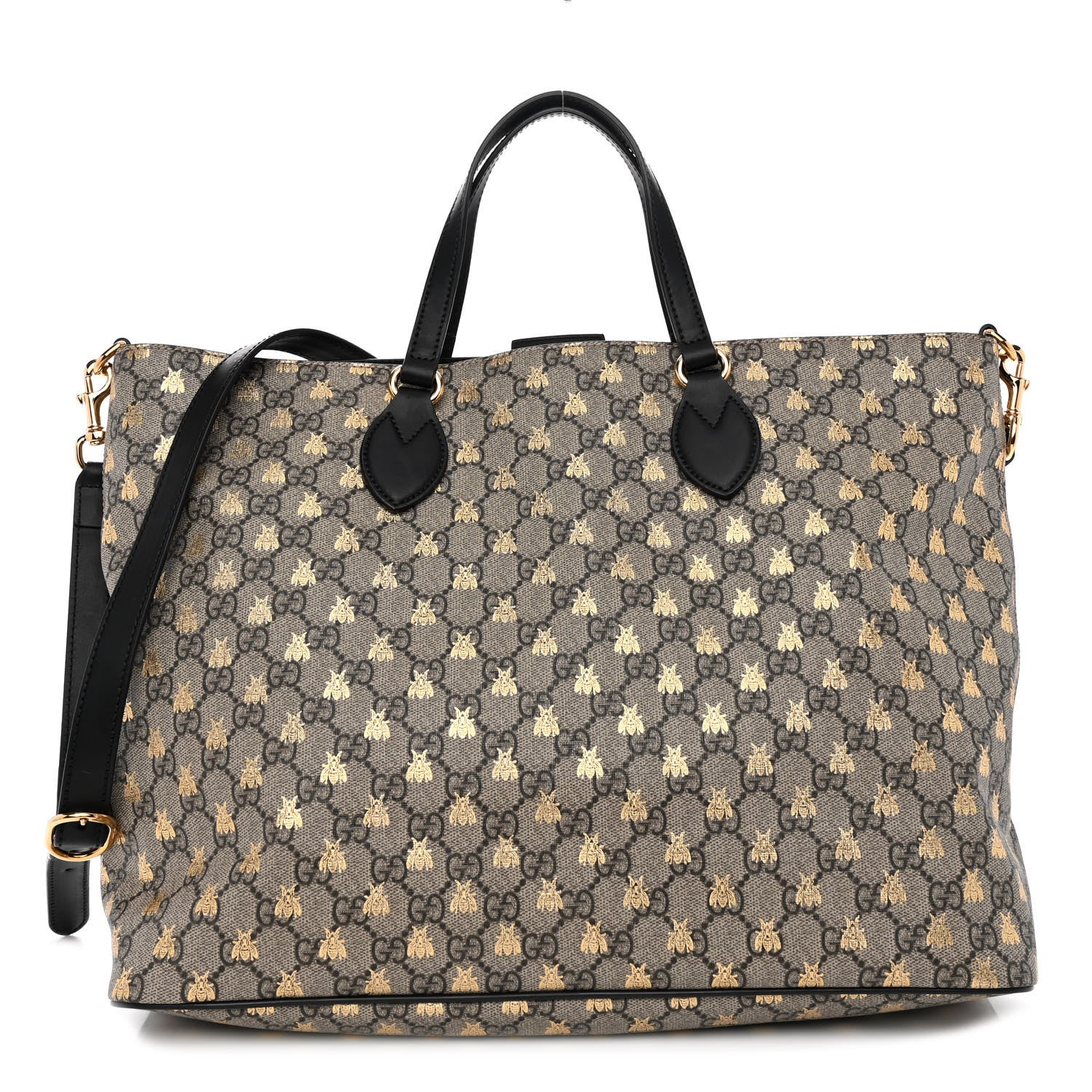 Gucci Soft GG Supreme Monogram Bees Medium Crossbody Tote Beige Oro Black 1 of 10