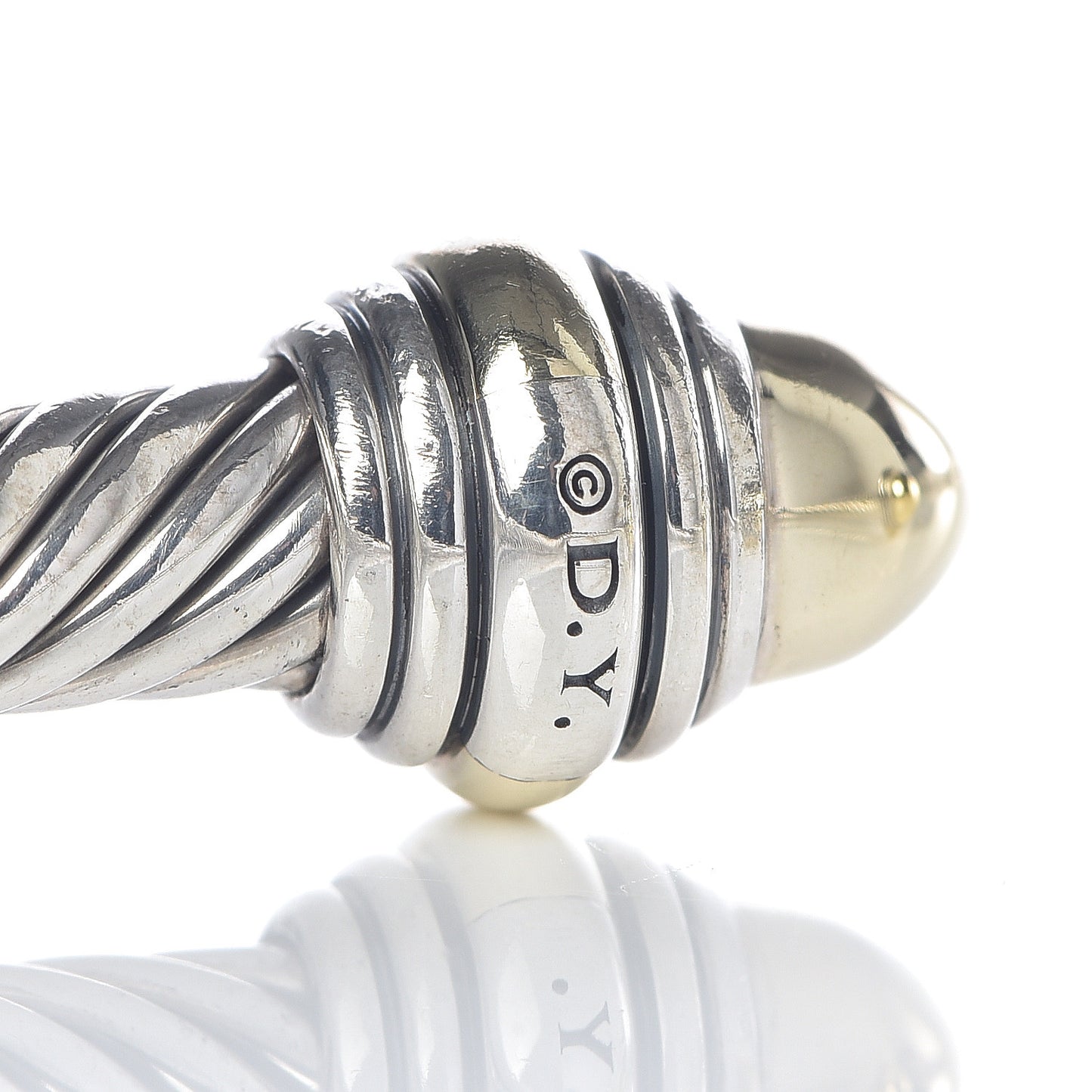Sterling Silver 14K Yellow Gold 5mm Cable Classics Dome Bracelet
