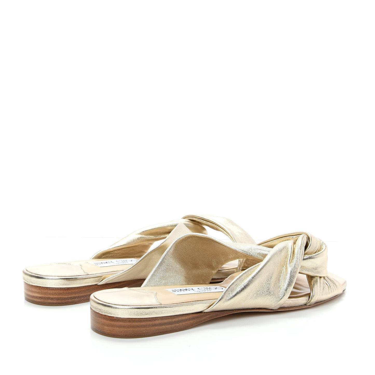 Metallic Nappa Narisa Flat Sandals 38.5 Champagne