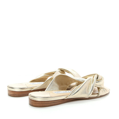 Jimmy Choo Metallic Nappa Narisa Flat Sandals 38.5 Champagne 4 of 10