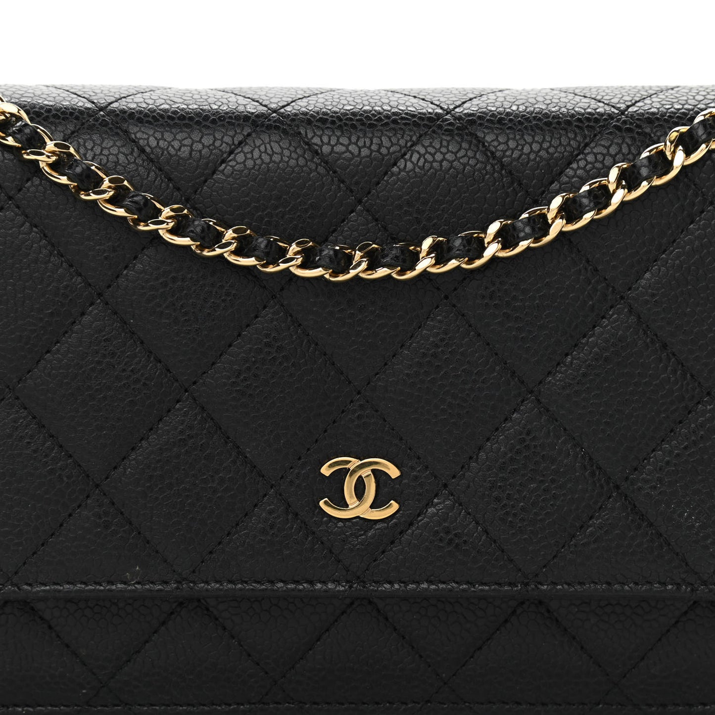 Caviar Quilted Wallet On Chain WOC Black