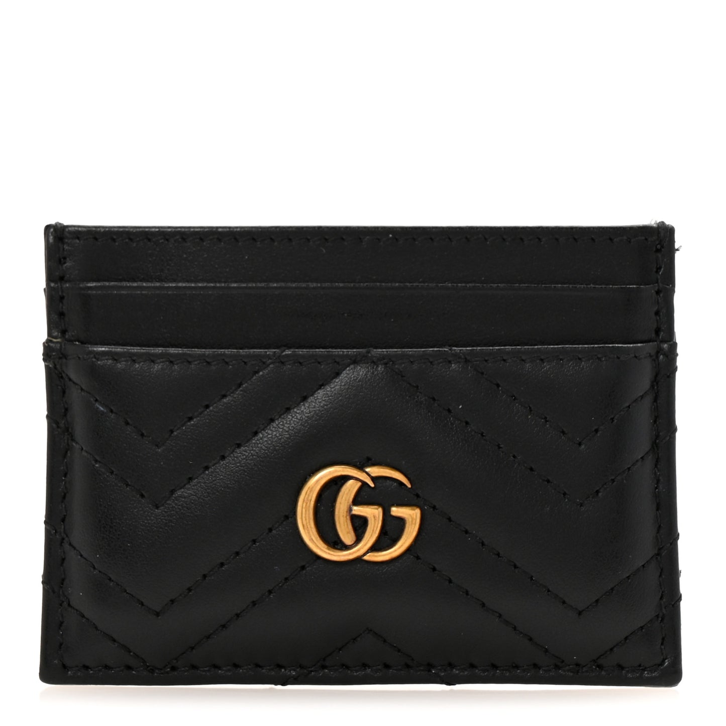 Calfskin Matelasse GG Marmont Card Holder Black