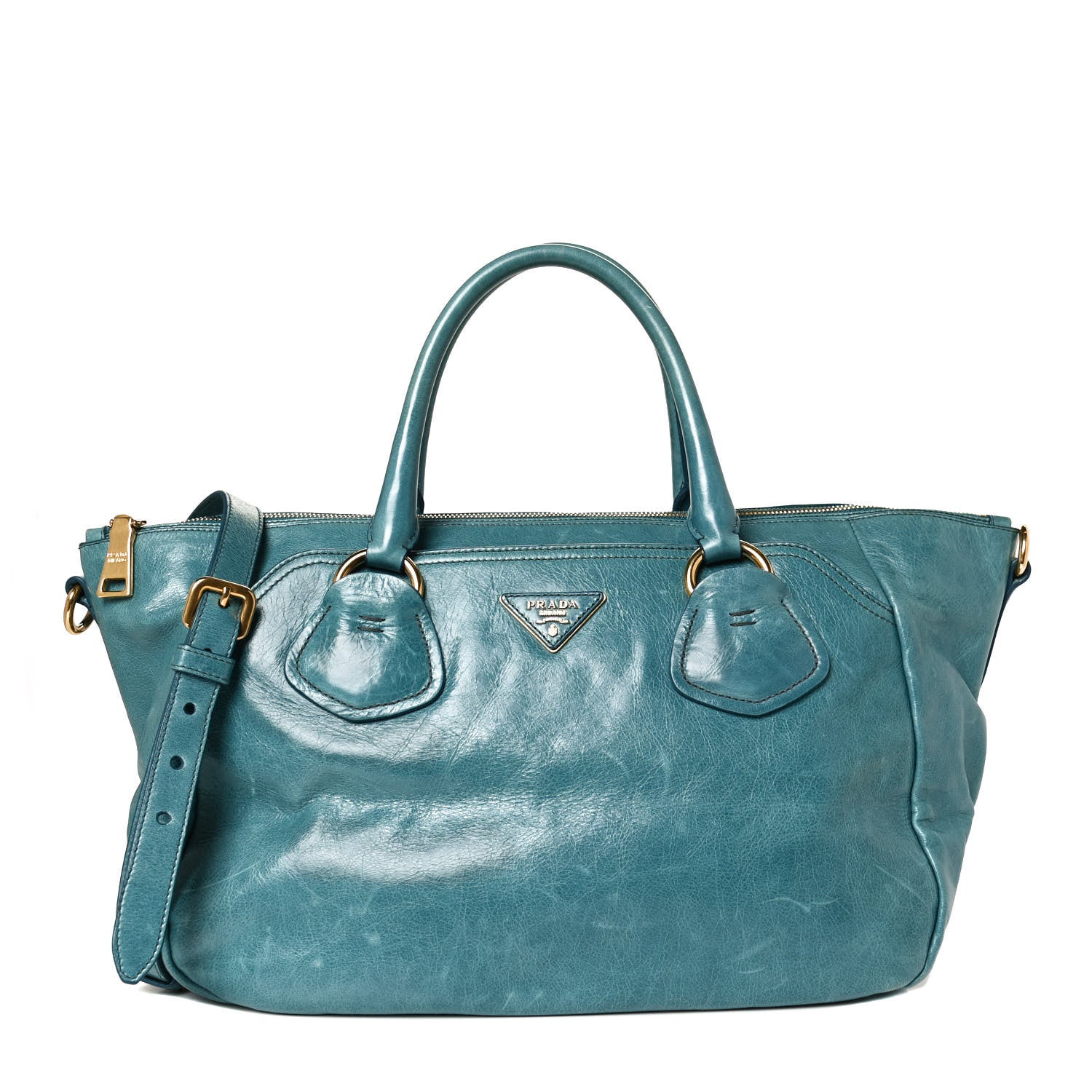Prada Glace Calfskin Shopping Tote Blue 1 of 12