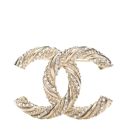 Chanel Crystal Twisted CC Brooch Light Gold 1 of 4