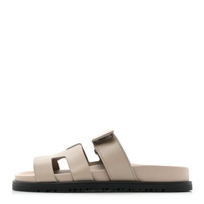 Hermes Calfskin Womens Chypre Sandals 35 Beige Mastic 1 of 9