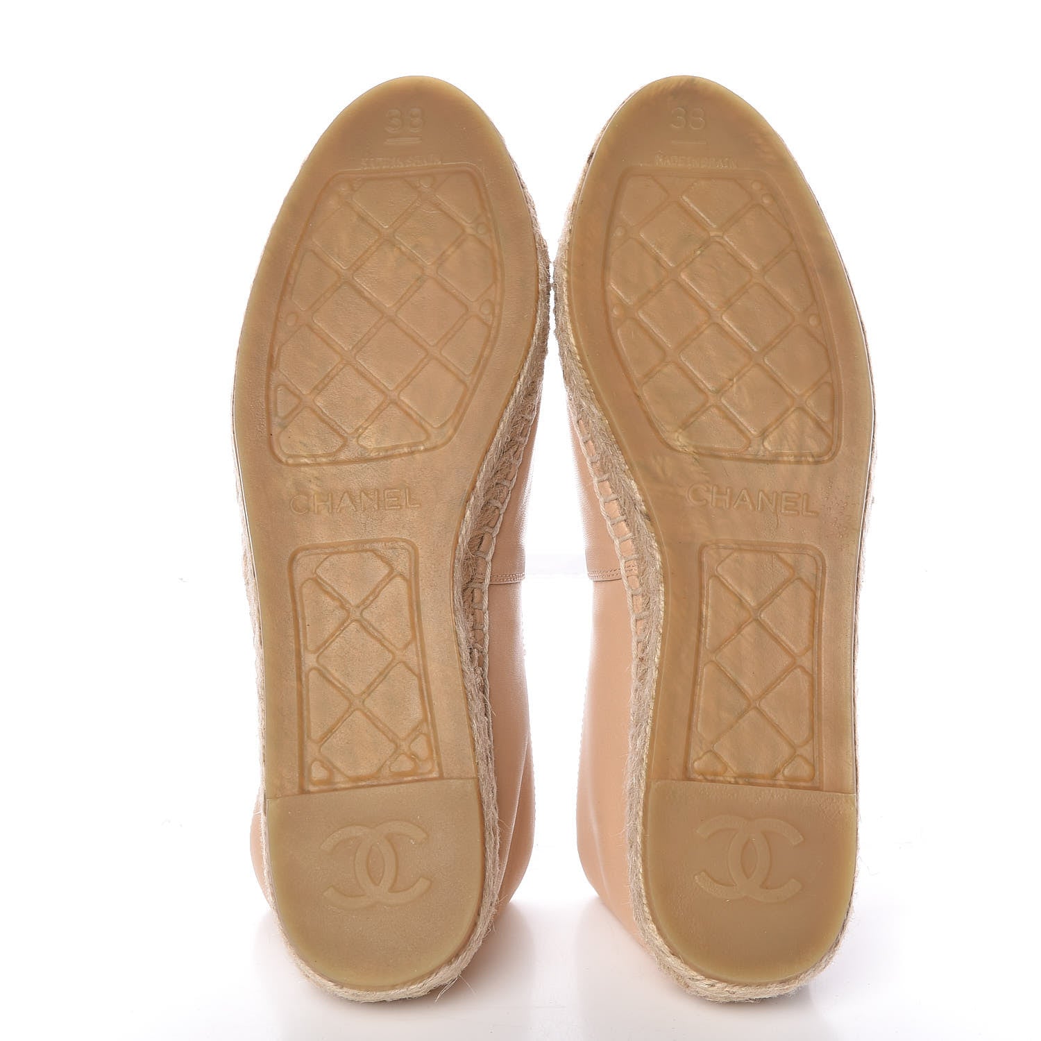 Chanel Lambskin CC Espadrilles 38 Beige Black 5 of 10