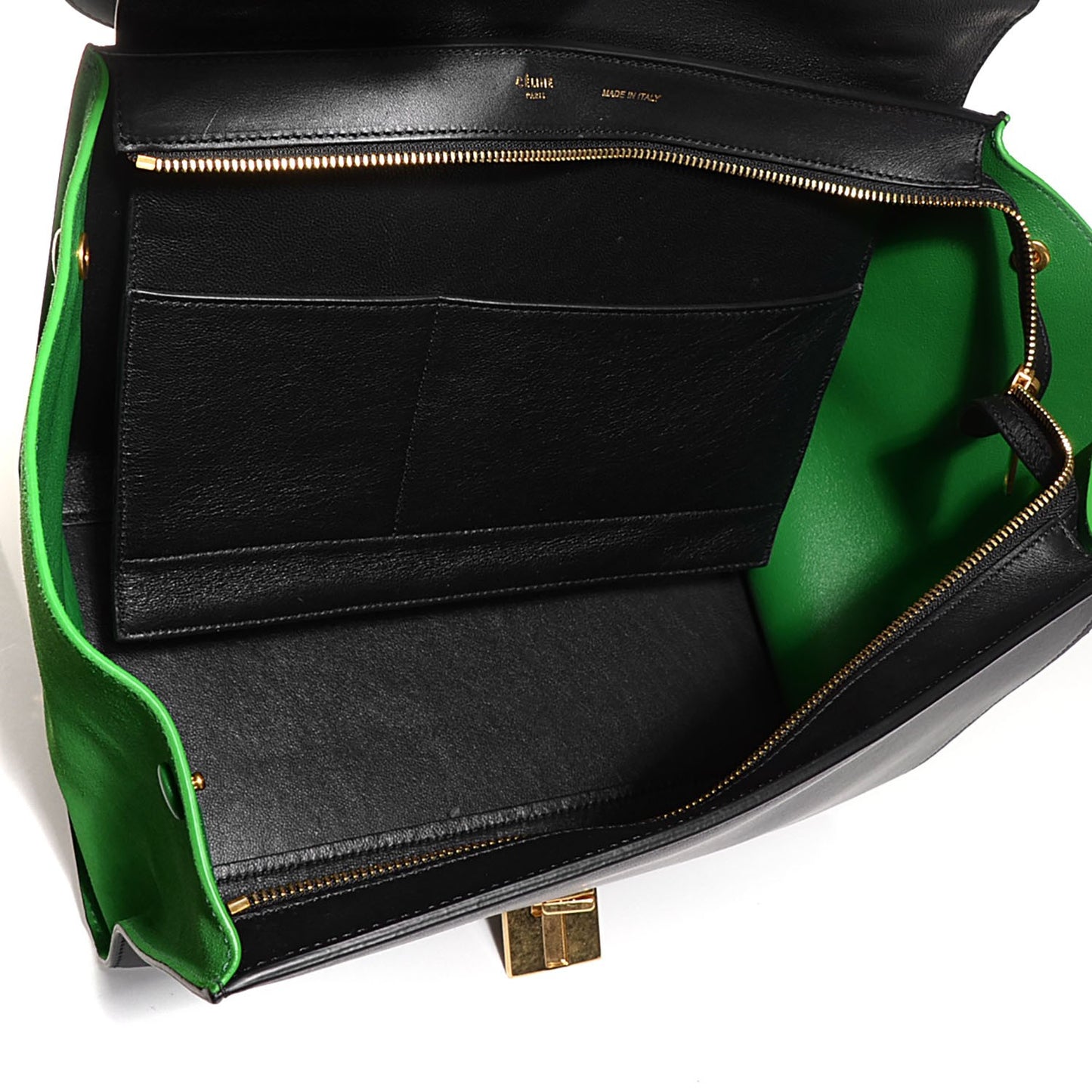 Smooth Calfskin Suede Medium Tri-Color Trapeze Green Grass