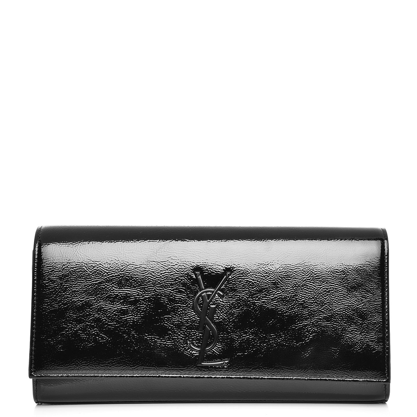 Textured Patent Classic Monogram Clutch Black