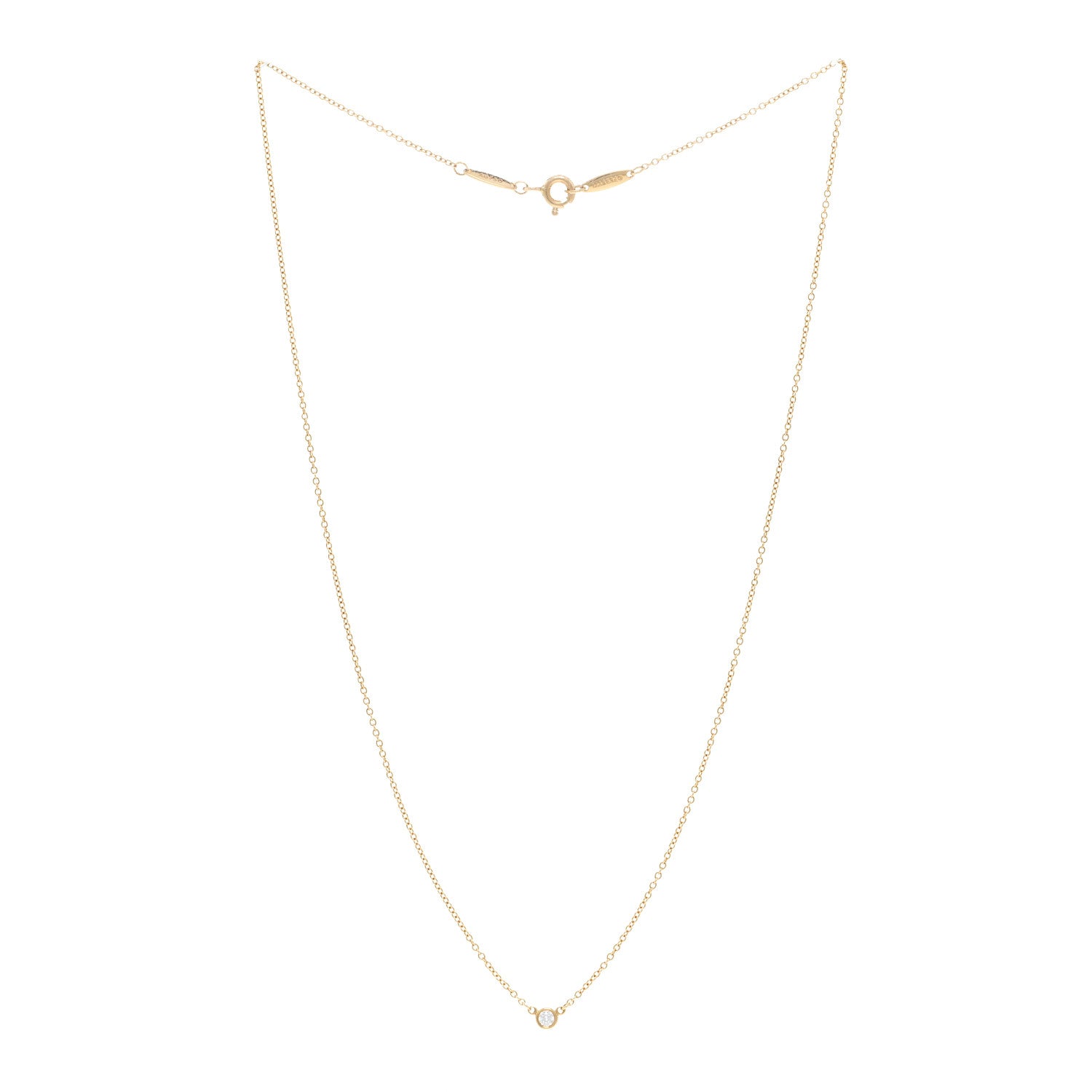 Tiffany 18K Yellow Gold Diamond .05ct Elsa Peretti Diamonds by the Yard Pendant Necklace 3 of 5