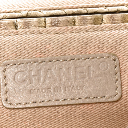 Chanel Snakeskin Canvas Flap Shoulder Bag Beige 5 of 10