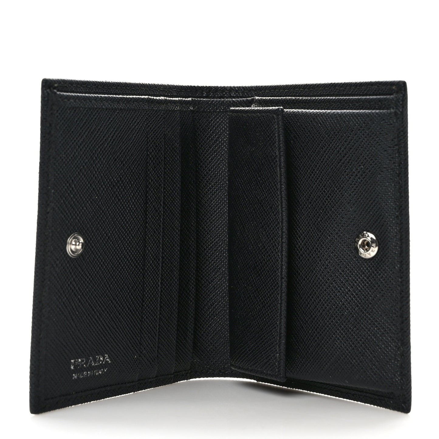Saffiano Small Triangle Bi-Fold Wallet Black