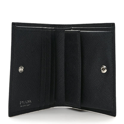 Prada Saffiano Small Triangle Bi-Fold Wallet Black 5 of 7