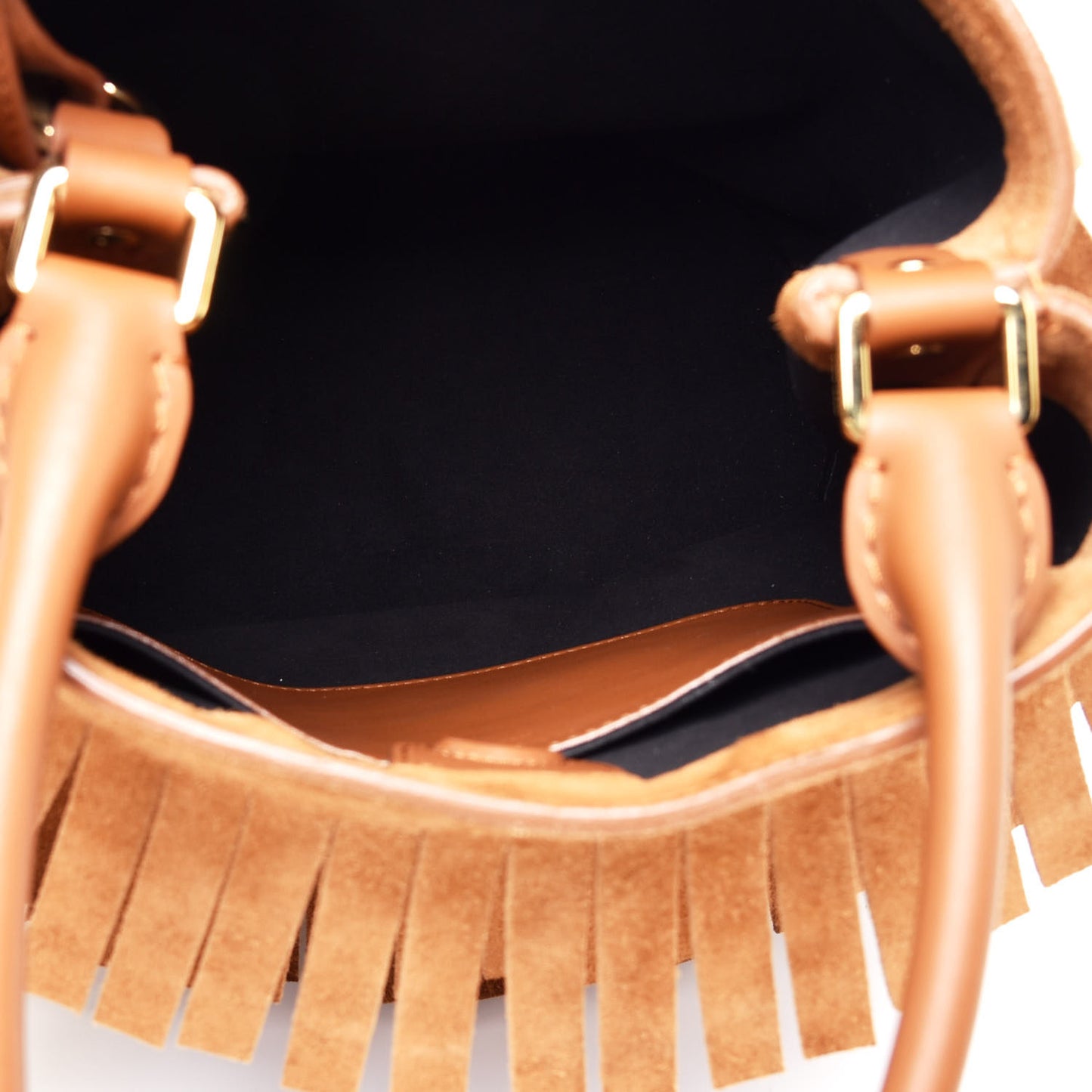 Prorsum Suede Fringe Bucket Bag Cognac