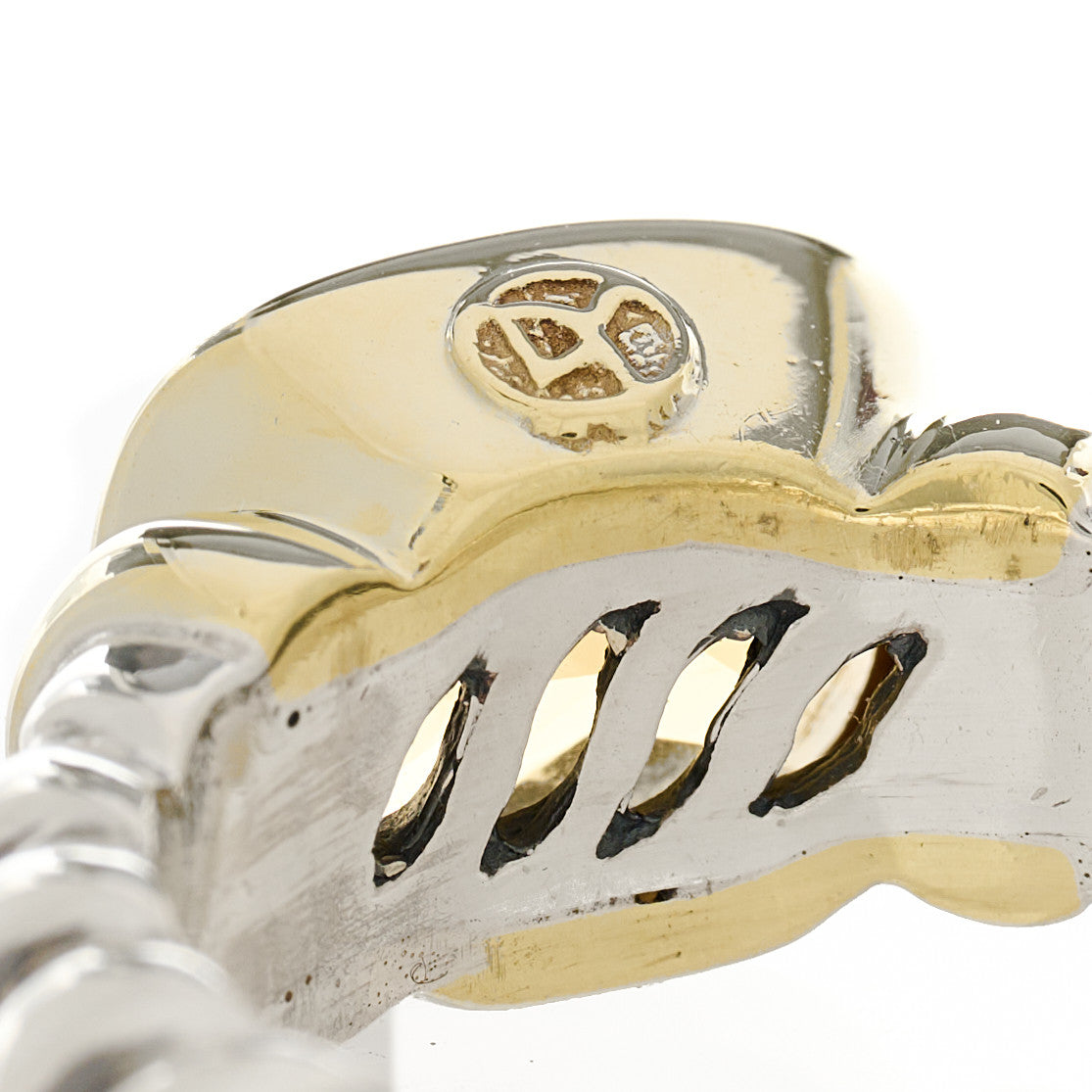 David Yurman Sterling Silver 14K Yellow Gold Citrine 10mm Noblesse Ring 52 6 5 of 7