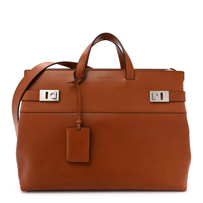 Salvatore Ferragamo Calfskin Gancini Mens Tote Bag Vicuna 1 of 17