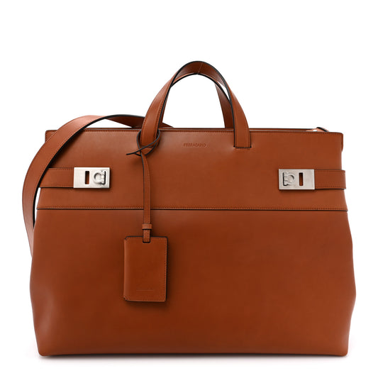 Calfskin Gancini Mens Tote Bag Vicuna