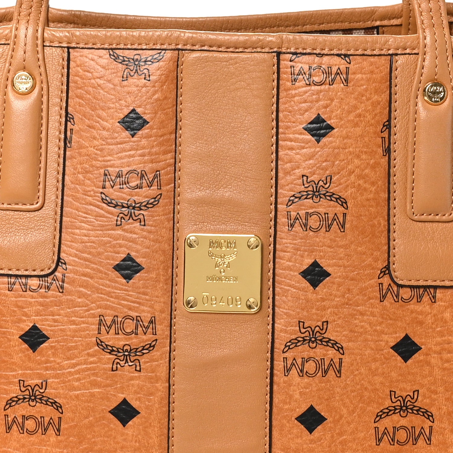 MCM Visetos Medium Liz Reversible Shopper Tote Cognac 8 of 14