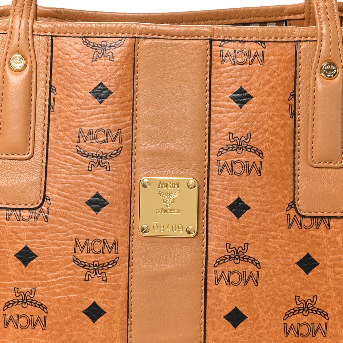 MCM Visetos Medium Liz Reversible Shopper Tote Cognac 15 of 23