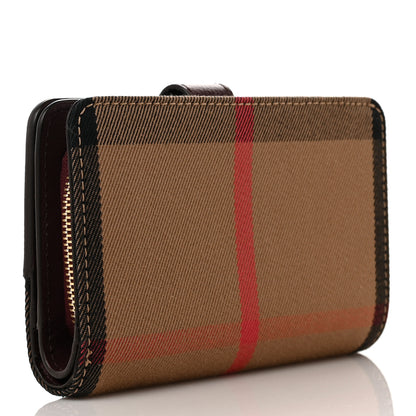 Burberry Calfskin House Check Compact Wallet Burgundy 3 of 9