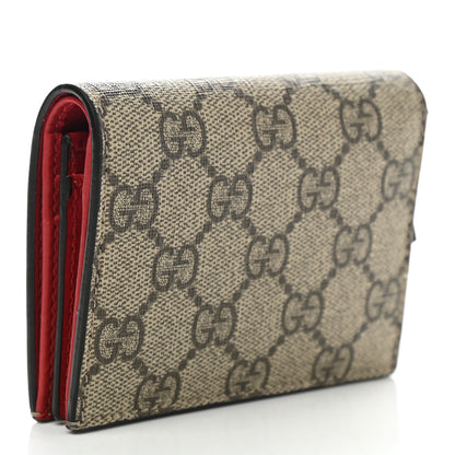 Gucci GG Supreme Monogram Cherry Embellished Card Case Wallet Hibiscus Red 3 of 8