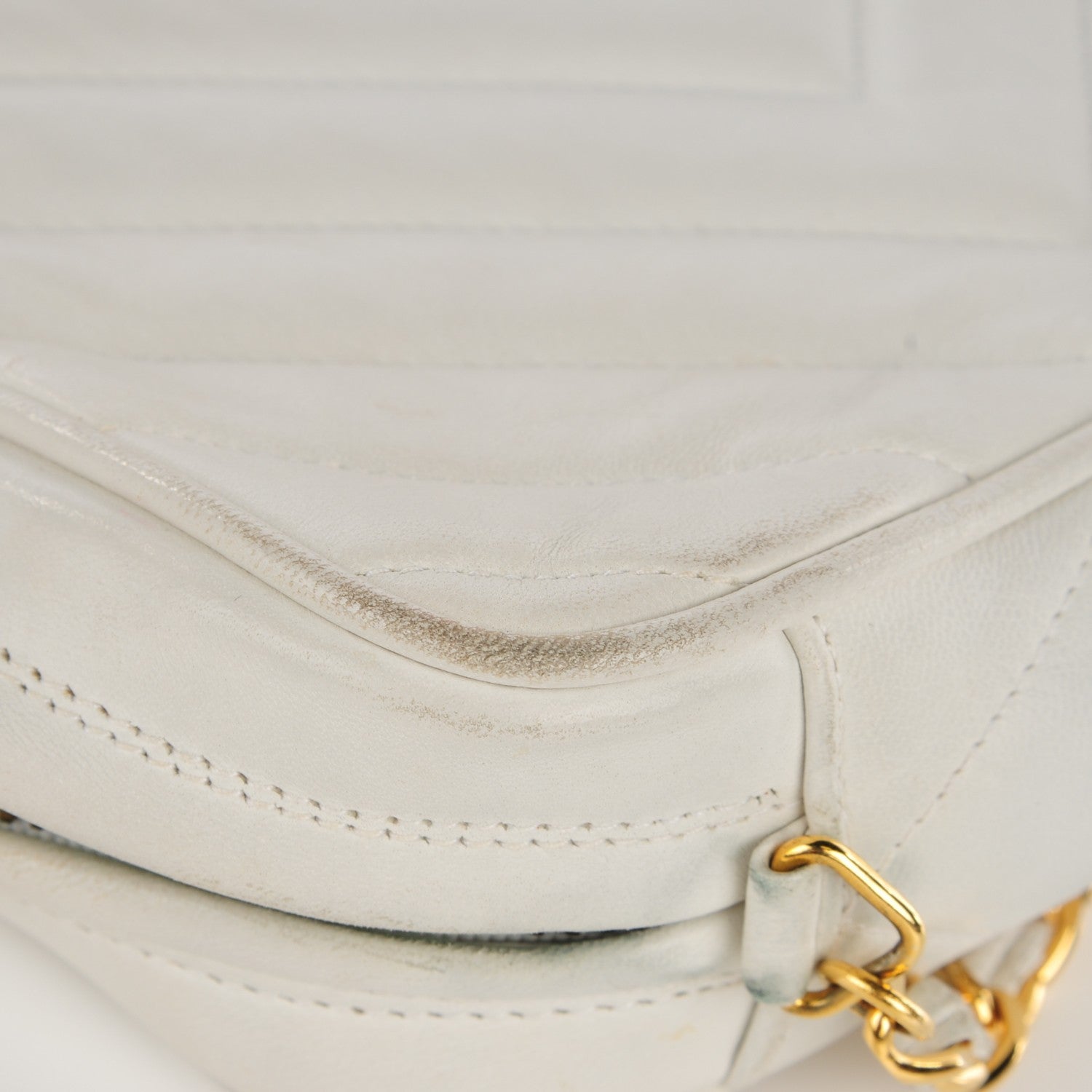 Chanel Lambskin Chevron Medium Tassel Camera Case White 9 of 14