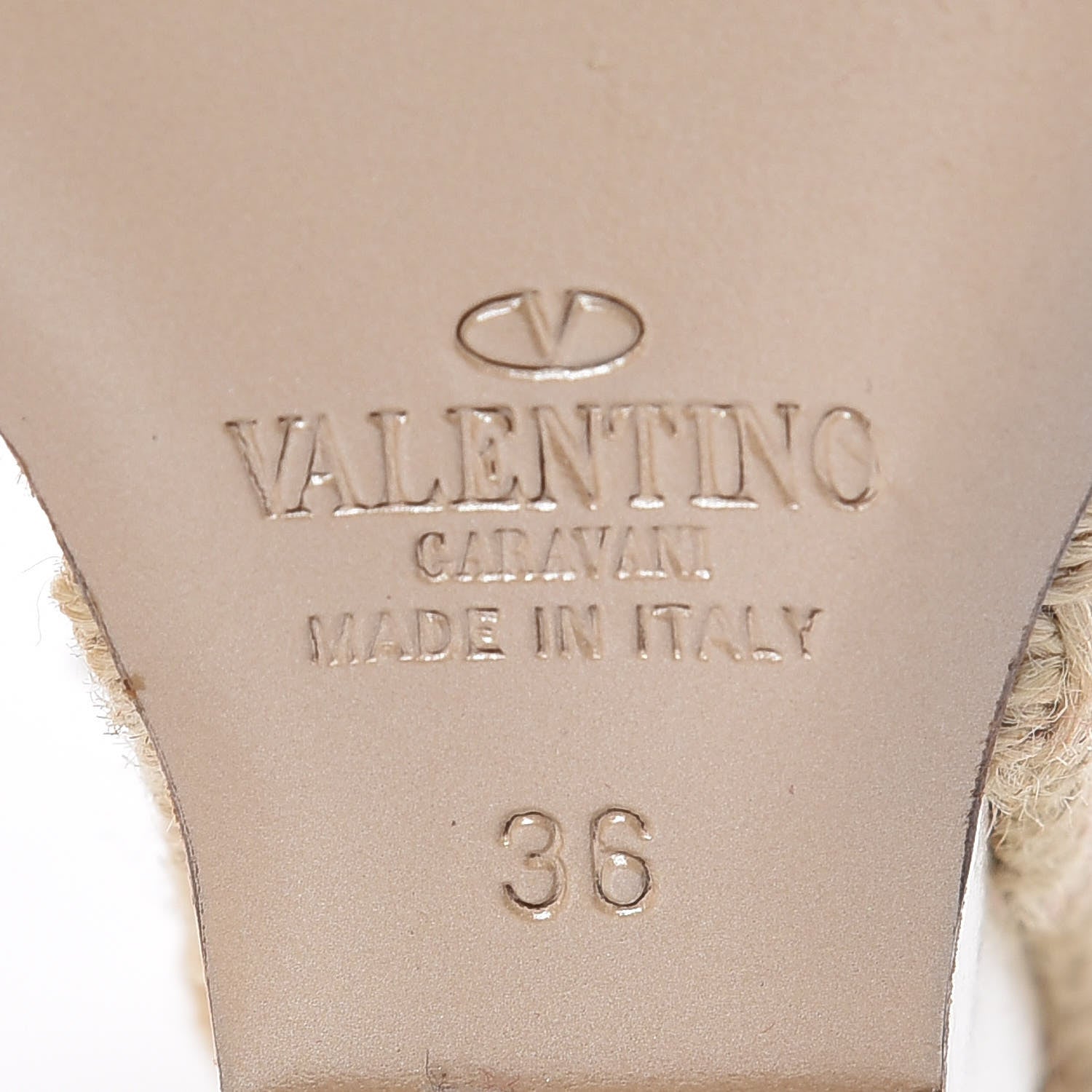 Valentino Garavani Raffia Calfskin Rockstud T-Strap Espadrille Wedge Sandals 36 White 6 of 12