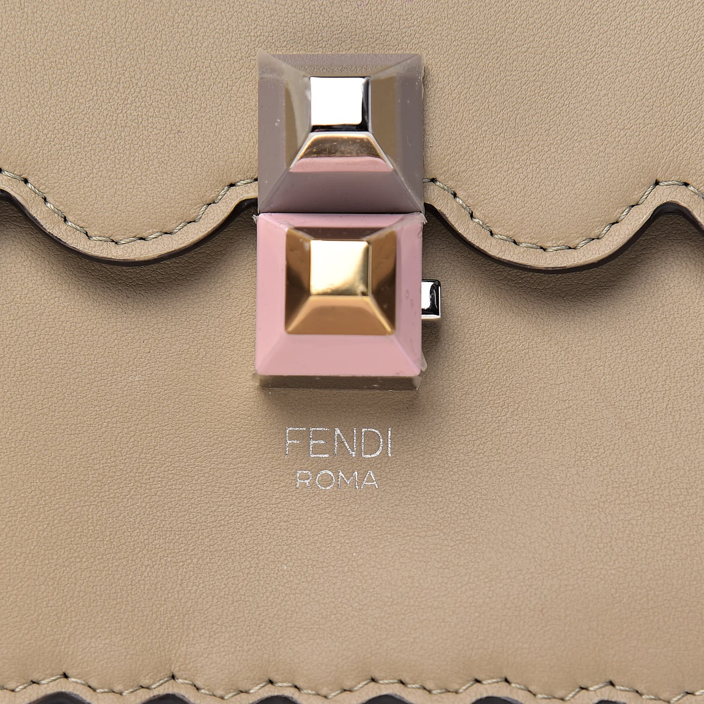 Vitello Baltico Scalloped Studded Kan I Shoulder Bag Amido