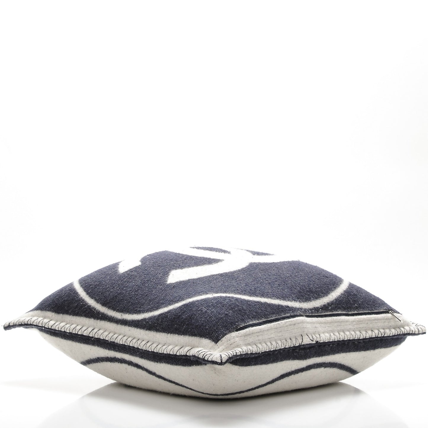 Merino Wool Cashmere CC Pillow White Navy Blue