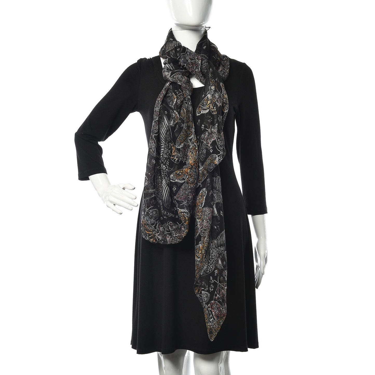 Silk Chiffon Wildflower Flight Scarf Black