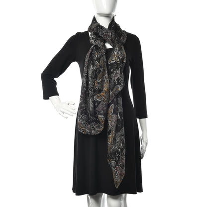 Alexander McQueen Silk Chiffon Wildflower Flight Scarf Black 2 of 4