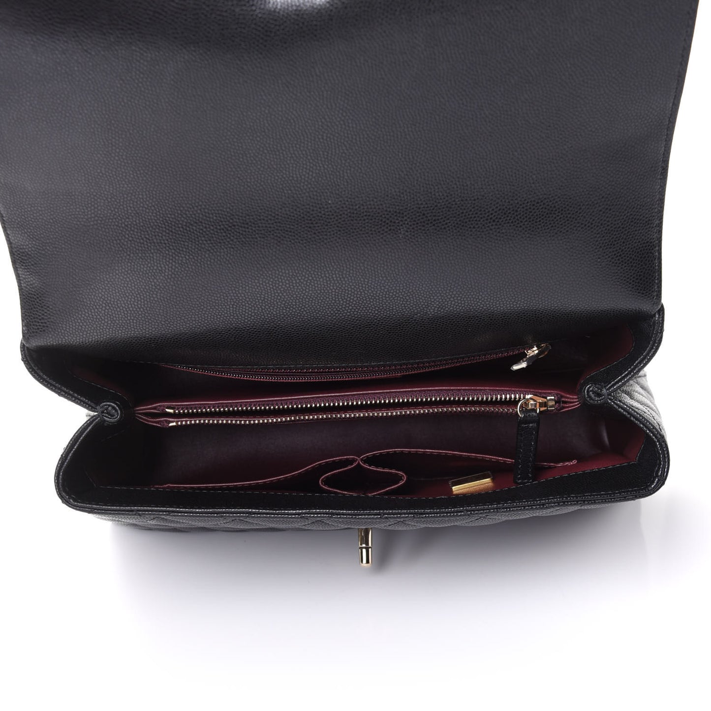 Caviar Quilted Small Coco Handle Flap Black