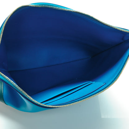 Celine Lambskin Bi-Color Solo Clutch Pouch Bright Blue Peacock 5 of 8