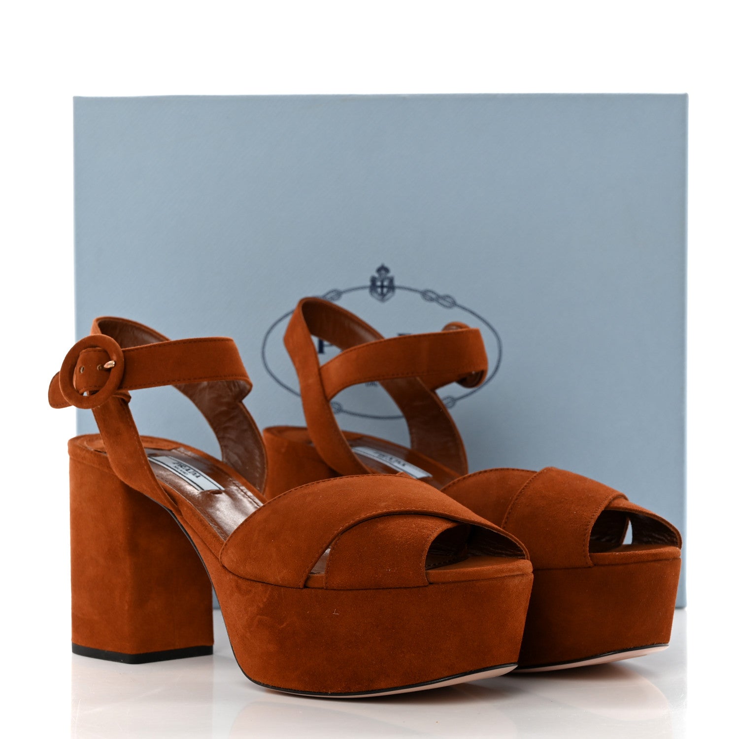 Prada Camoscio Crisscross Platform 25/85mm Sandals 38 Palissandro 8 of 8