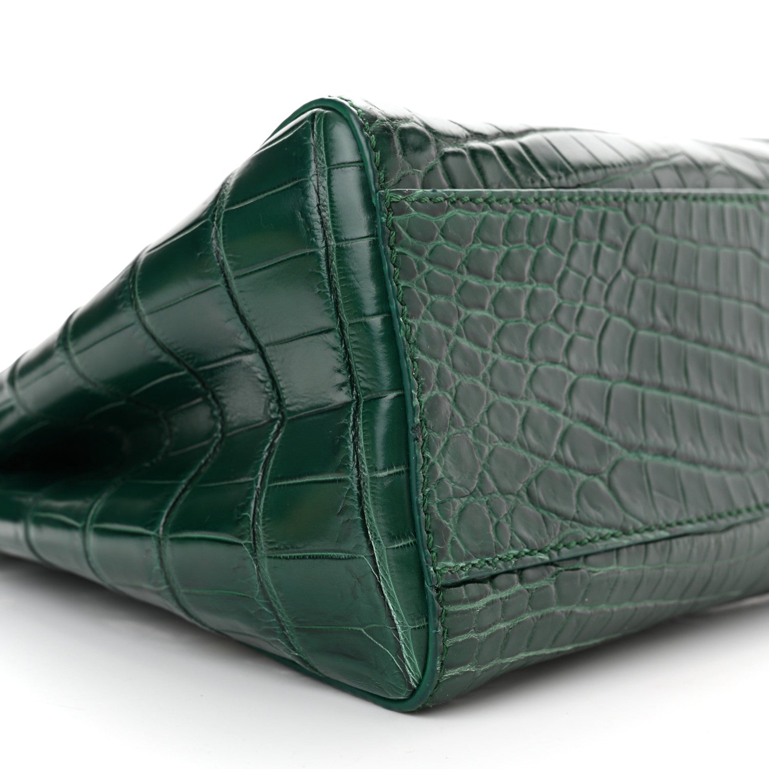Fendi Shiny Crocodile Shiny Nappa Mini Peekaboo Iconic Satchel Emerald 7 of 8
