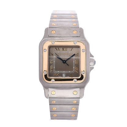 Cartier Stainless Steel 18K Yellow Gold 29mm Santos De Cartier Galbee Quartz Watch Silver 1 of 6
