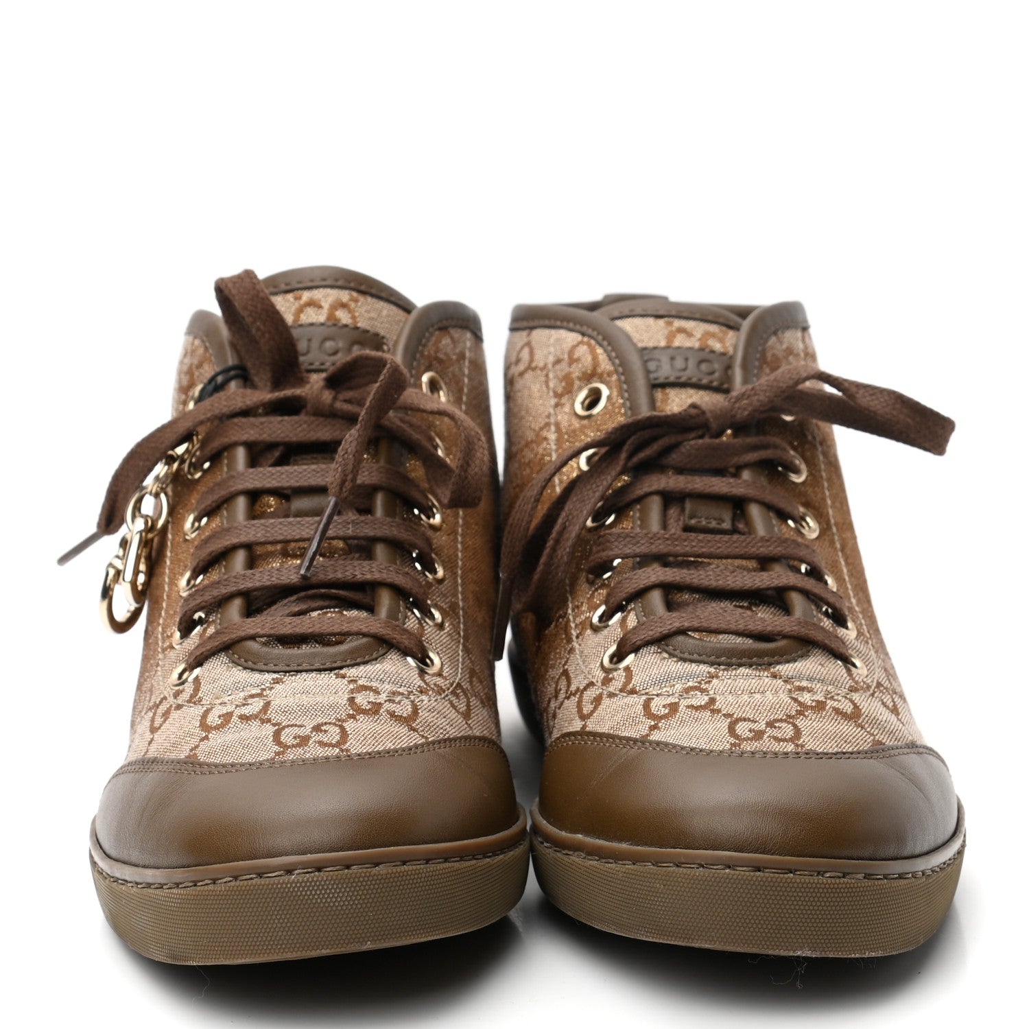 Gucci Monogram Womens High Top Sneakers 36 Ebony Gold 2 of 9
