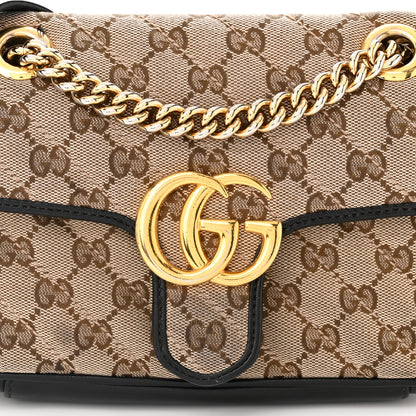 Gucci Monogram Matelasse Diagonal Mini GG Marmont Shoulder Bag Beige Black 8 of 12
