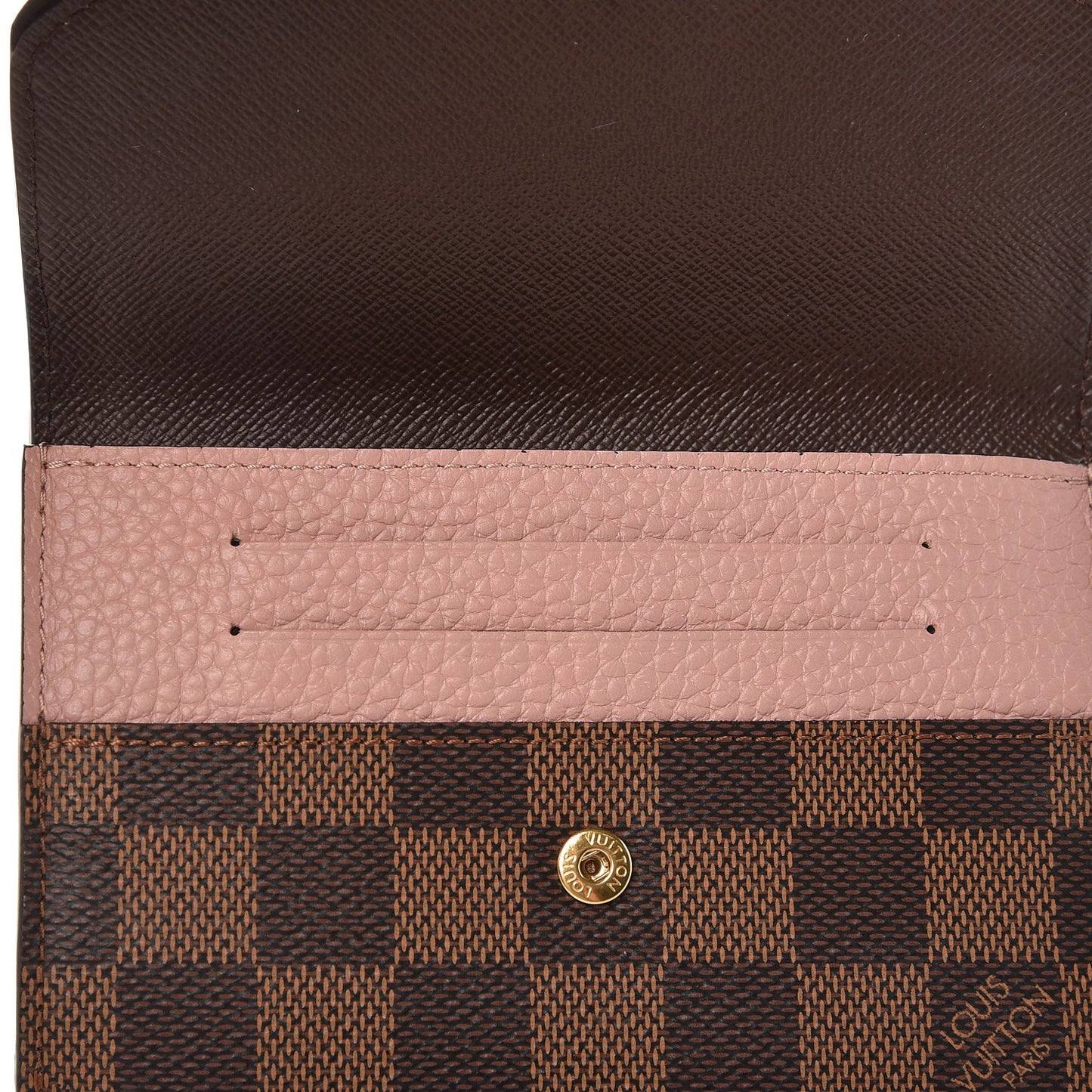 Damier Ebene Normandy Compact Wallet Rose Ballerine