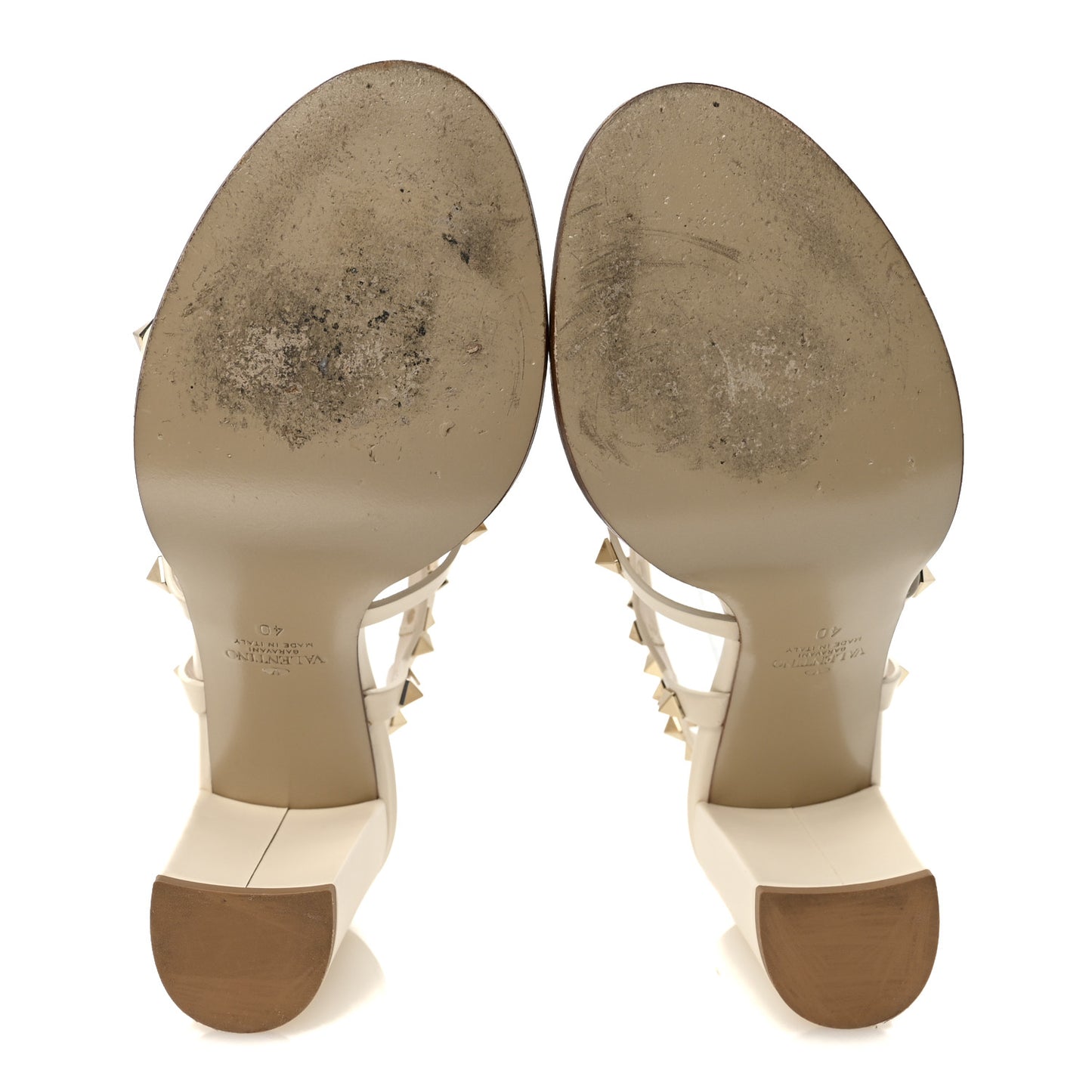 Calfskin Rockstud 90mm City Sandals 40 Ivory