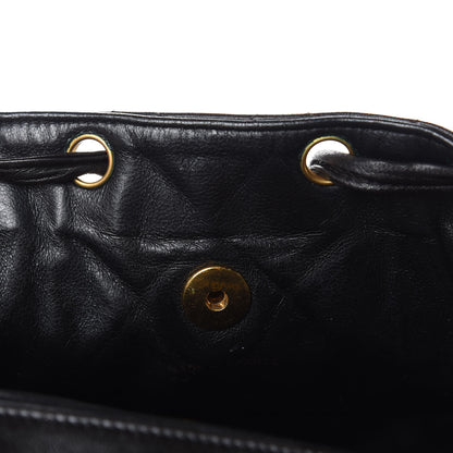 Chanel Lambskin Quilted Drawstring Backpack Black 12 of 16