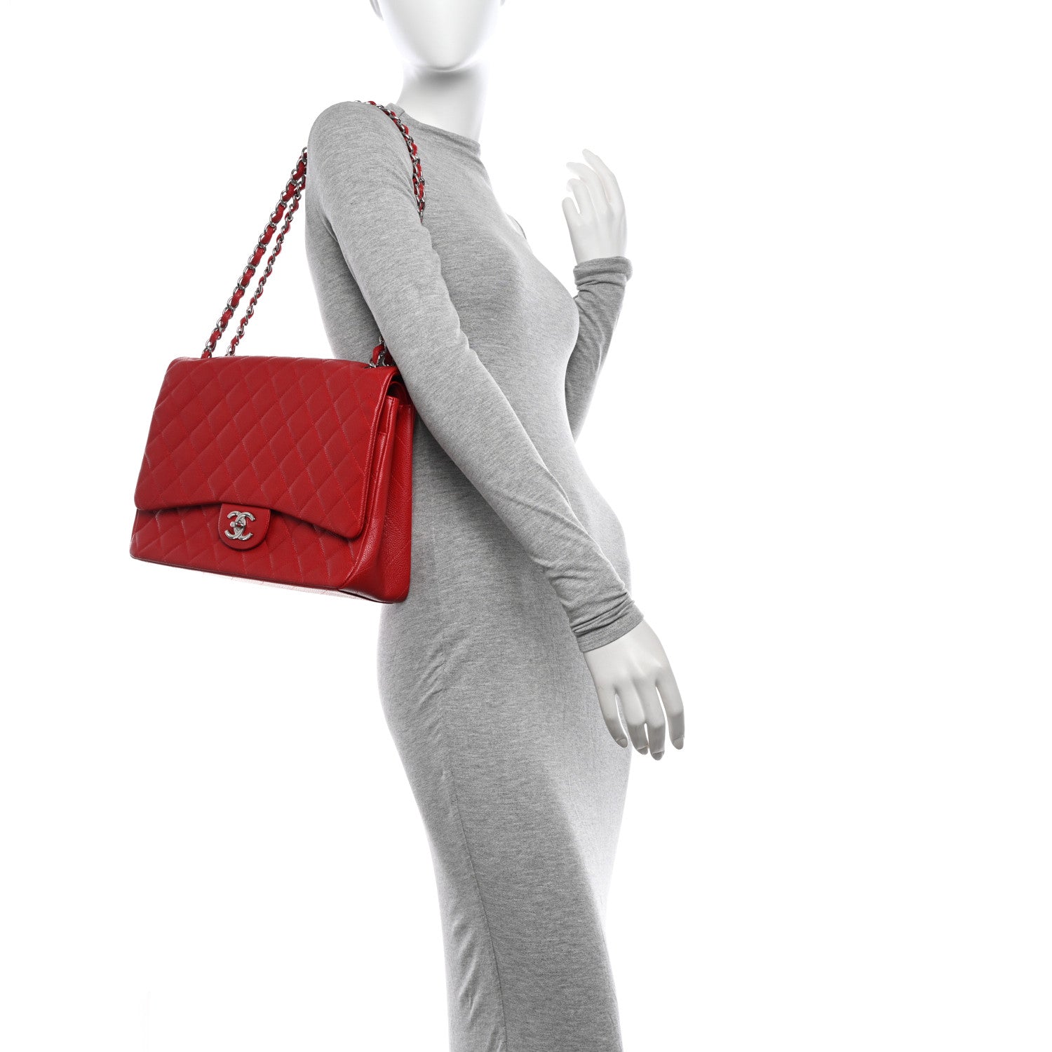Chanel Caviar Quilted Maxi Double Flap Red 2 of 13